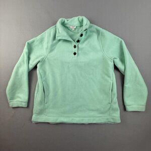 J. Crew Pullover Sweater Women's Large Thick Fleece Quarter Button Down Pockets